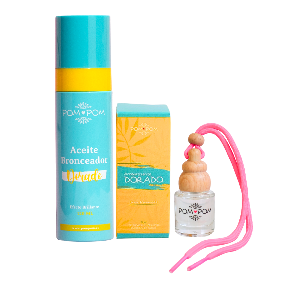 Pack Bronceador Dorado + Aromatizador dorado