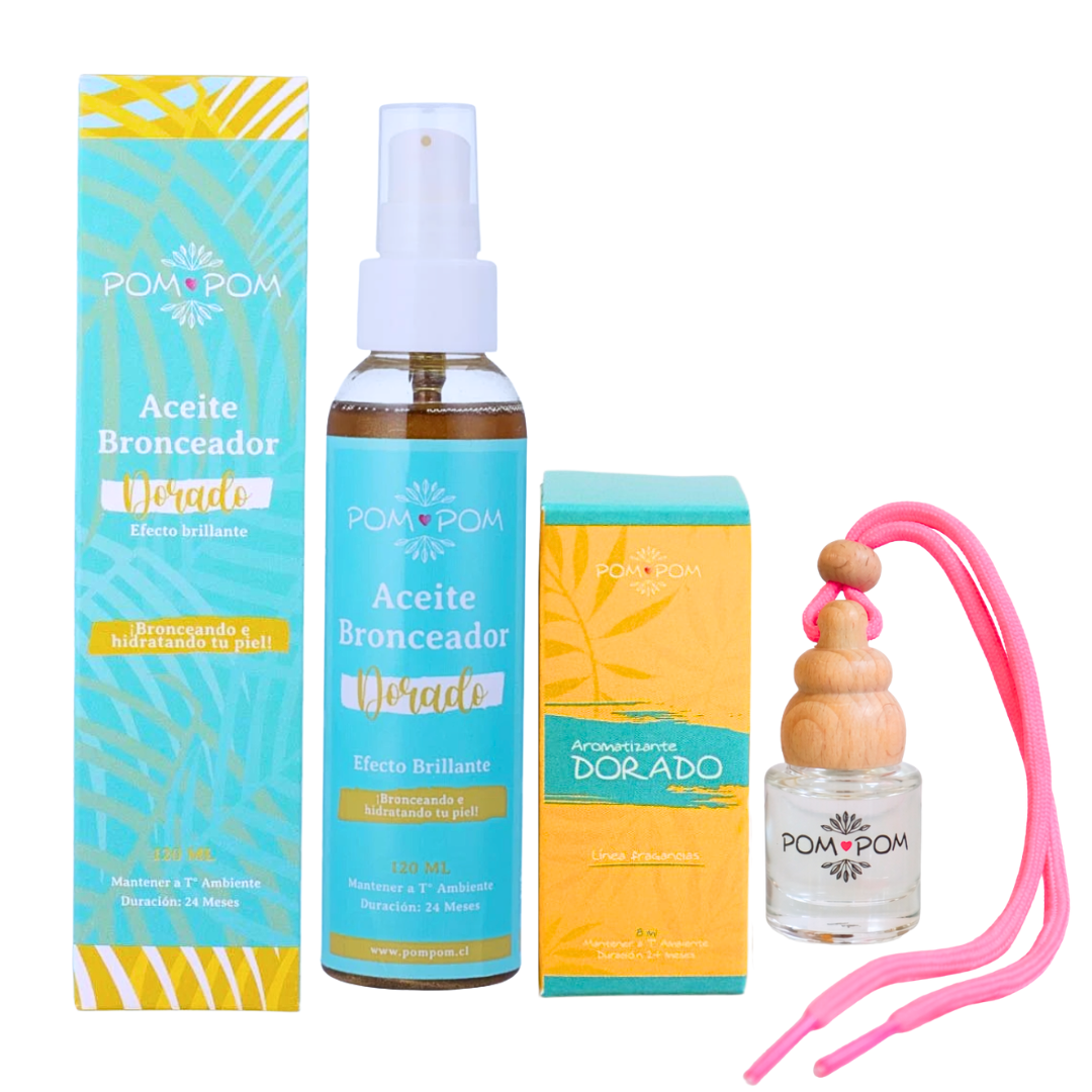 Pack Bronceador Dorado + Aromatizador dorado
